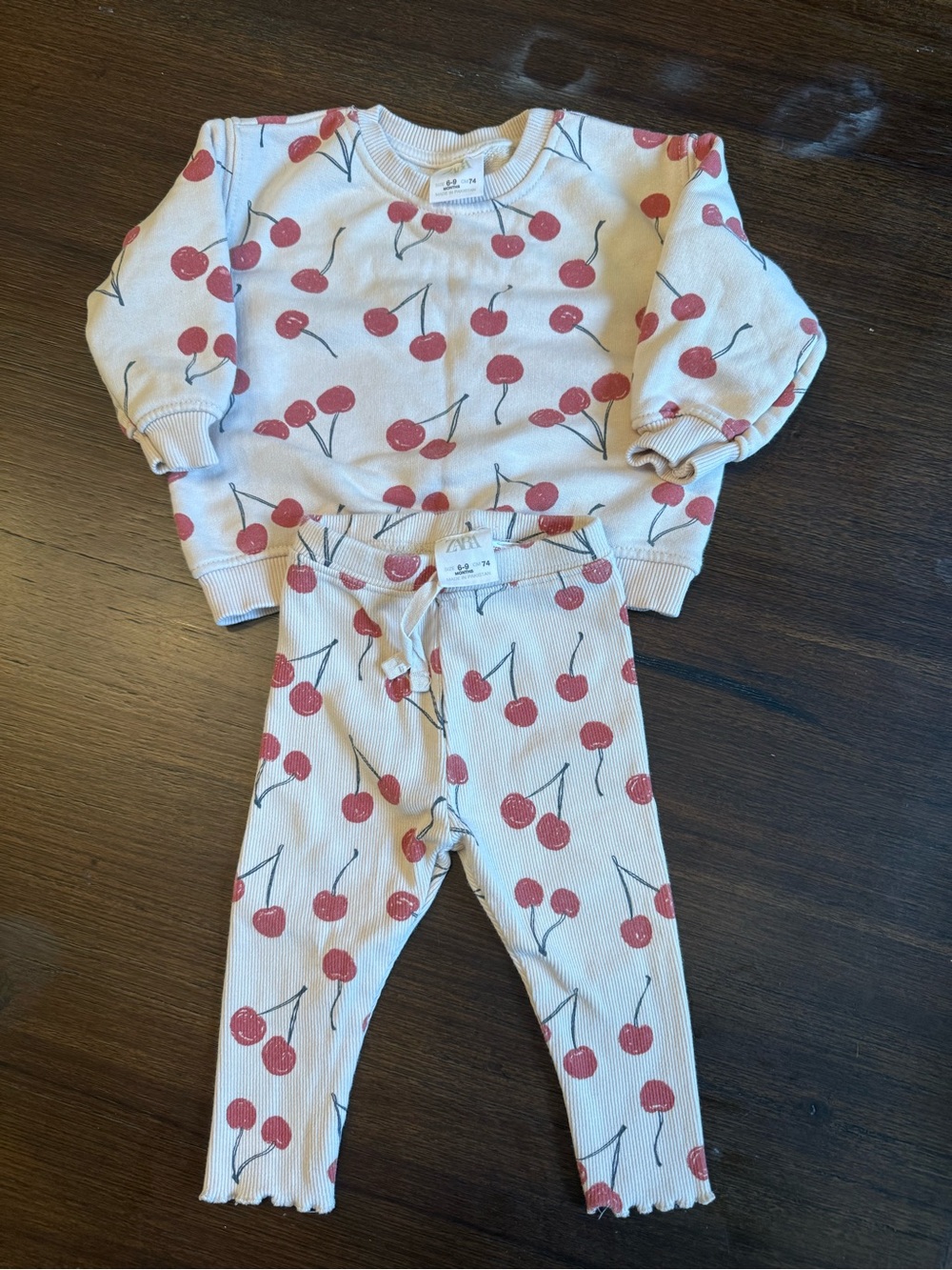 Kids Cream Cherry Print set Zara